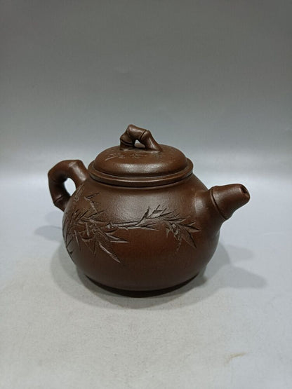 vintage chinese yixing purple clay teapot zisha ceremony carving Collectible art