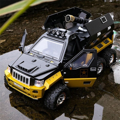 1:24 Military Armored Car Dicast Model Car Toy Off-road Vehicle Sound Light Kids