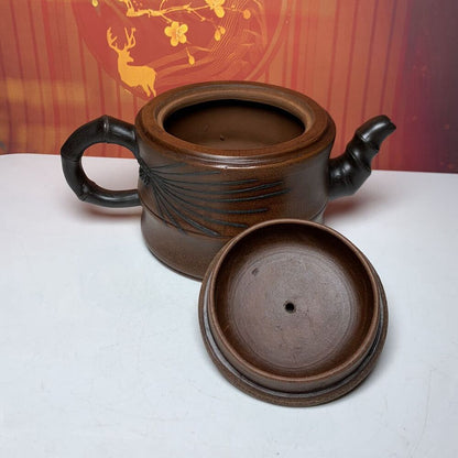 Chinese Yixing Purple Clay Teapot Zisha Ceramic Bamboo Teaware Gift Collection