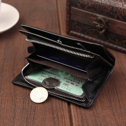 CarrKen Men's Leather Bifold Wallet Slim Business ID Card Pocket Holder Zipper