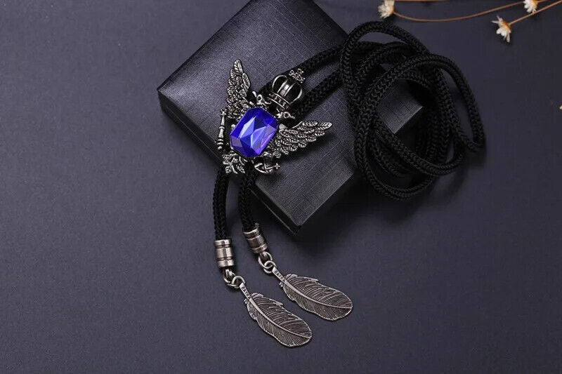 Men Bolo Tie Polyester Semi Precious Stone Pendant Suit Shirt Collar Accessories