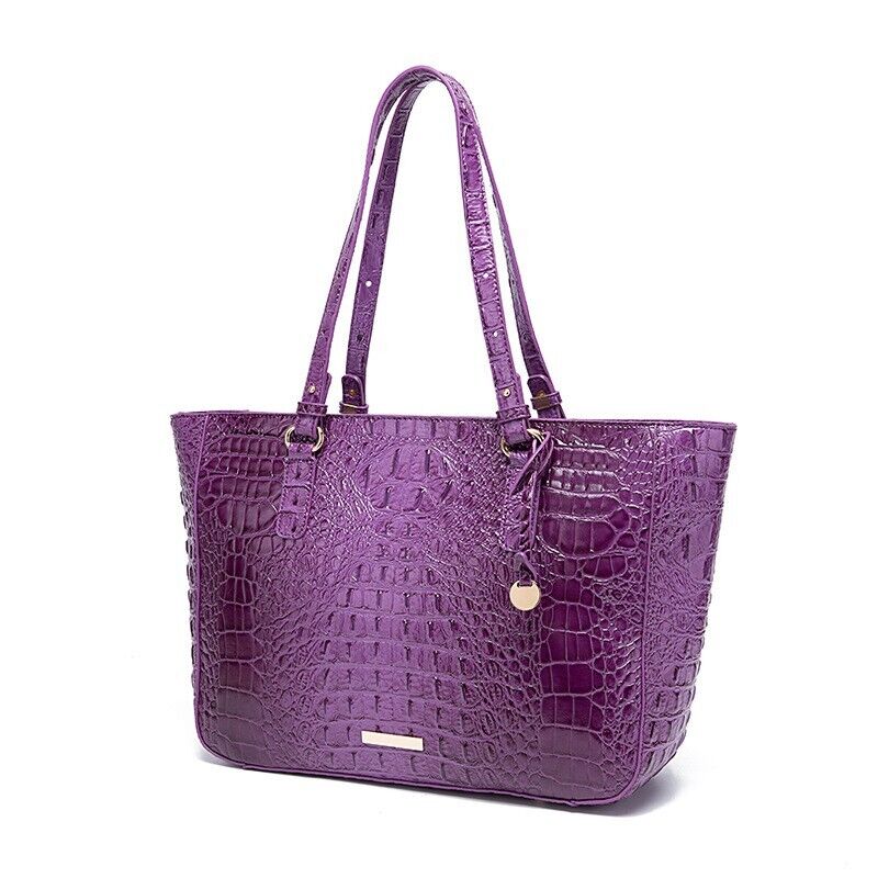 Patent Leather Women's Crocodile Handle Underarm Tote, Shoulder Party Bag Purple