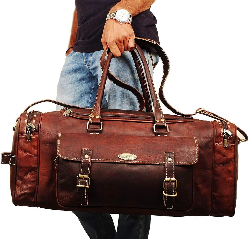 Hulsh Leather Duffle Bags for Men 24 Inch | Vintage Brown 24 inch,