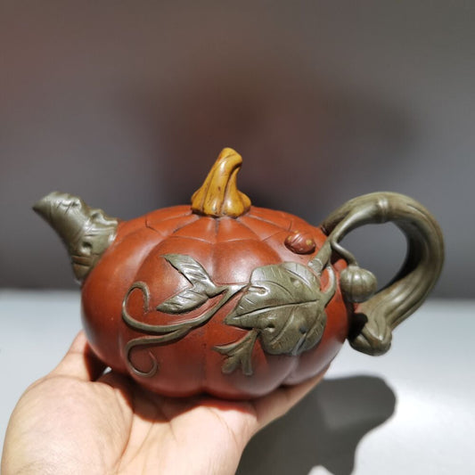Chinese Yixing Zisha Clay Handmade Exquisite Kung Fu Tea SetTeapot品名：南瓜壶 底款：蒋蓉