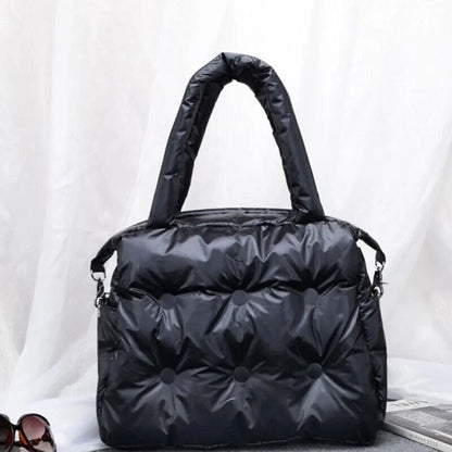 Women Space Pad Feather Down Bag Bucket Handbag Shoulder Tote Bag