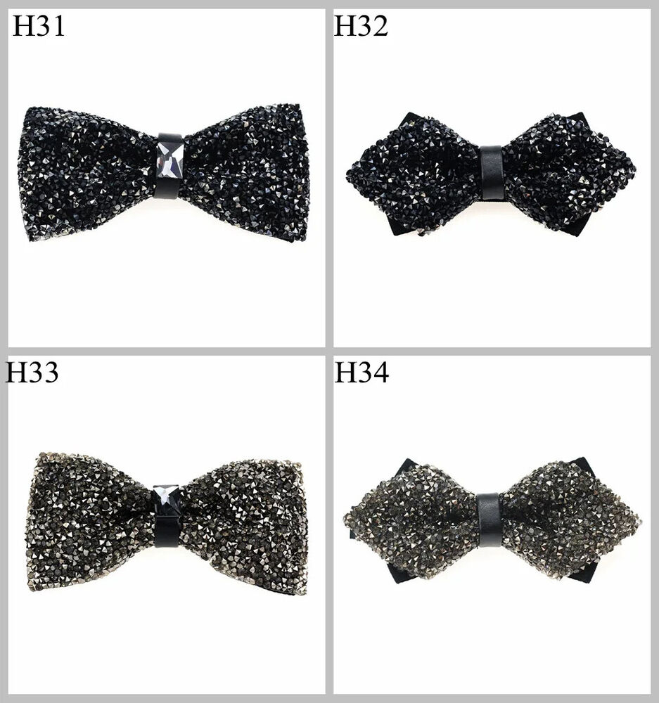 Men Bowtie Diamond Luxury Crystal Gem Tie Fashion Wedding Party Neckwear Banquet