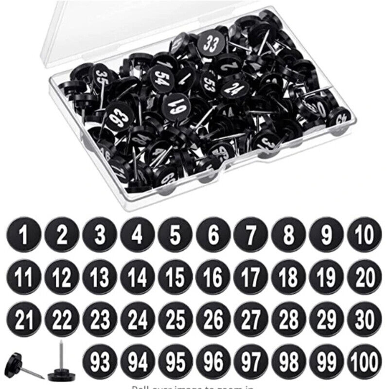 Bulletin Boards Push Pins 100Pcs Round Numbered Thumb Tacks Office School Supply