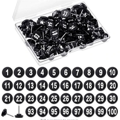 Bulletin Boards Push Pins 100Pcs Round Numbered Thumb Tacks Office School Supply