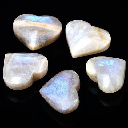 Healing Crystals Natural Moonstones Heart Hand-Polished Free Form Quartz 40-50mm
