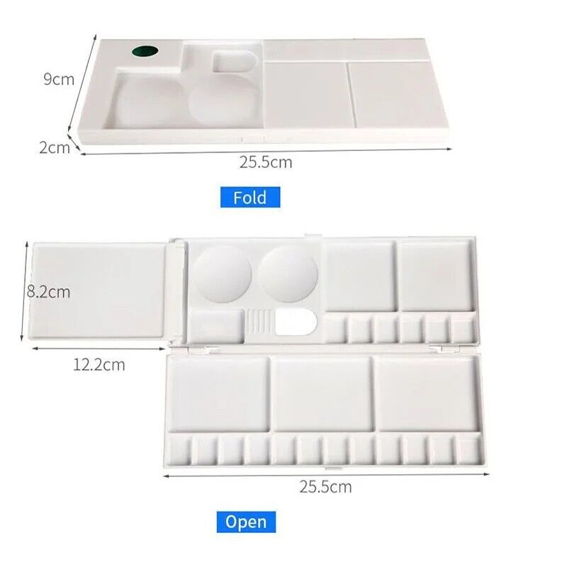 Empty Watercolor Palette Plastic Gouache Paints Box Painting Arts Supply 26x10cm