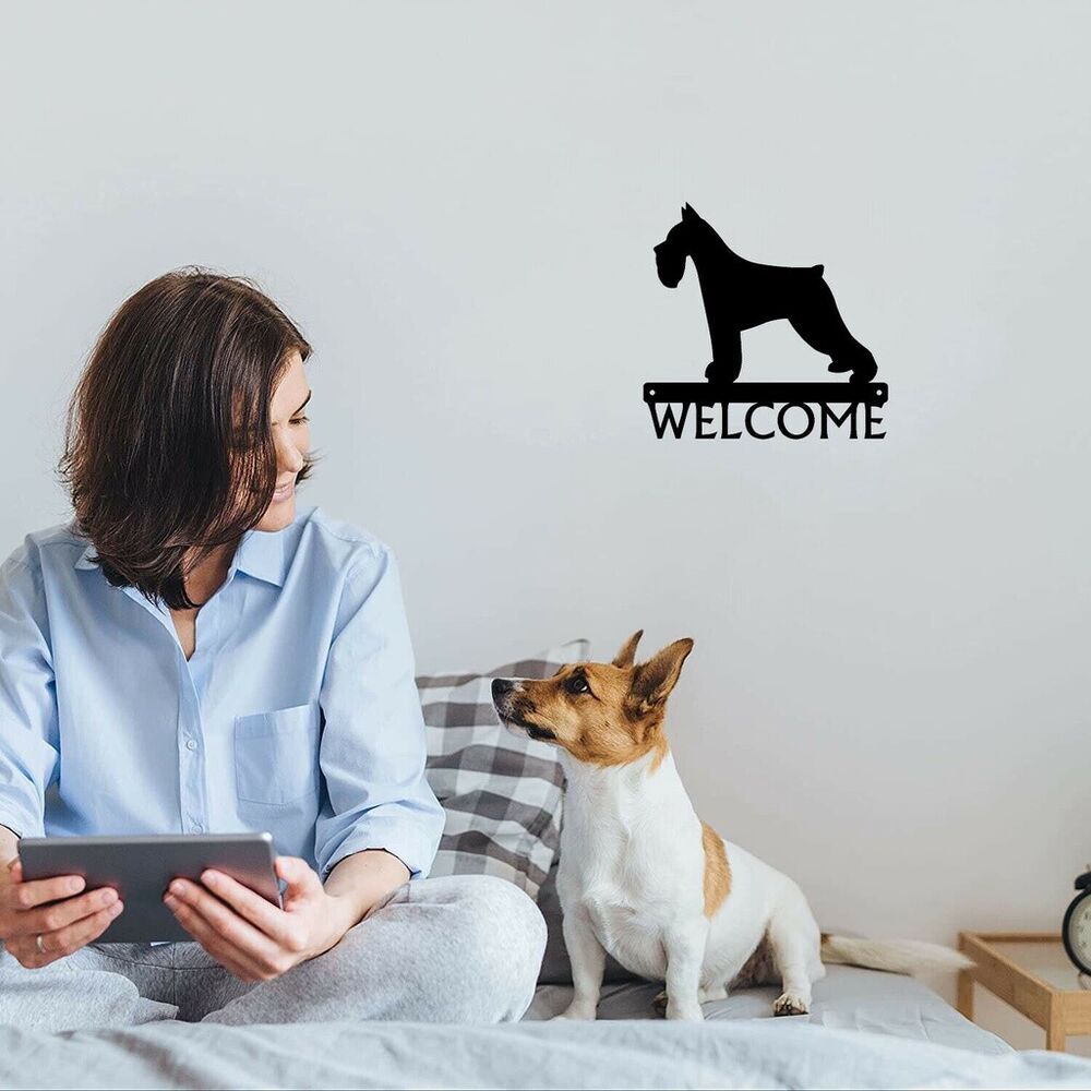 Welcome Sign Metal Wall Stickers Shape Decoration Artwork- Miniature Schnauzer