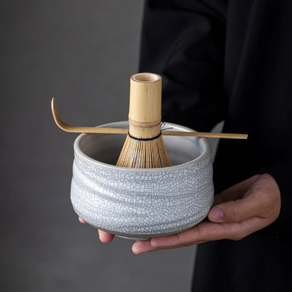4pcs/set Ceramic Matcha Set Ceramic Whisk Holder Stand And Tea Bowl Set