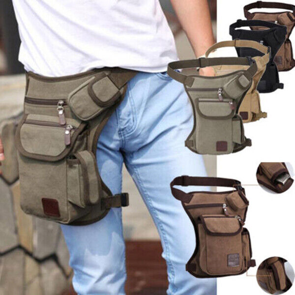 Men's Outdoor Hiking Camping Sport Waist Packs Leg Bag Canvas Waist Bag Belt Bag