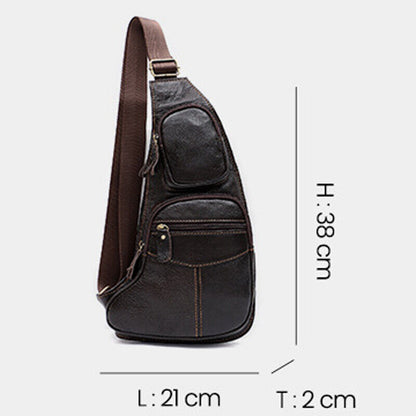 100% Genuine Leather Men's Crossbody Bag Shoulder Bags Sling Backpack for Hiking