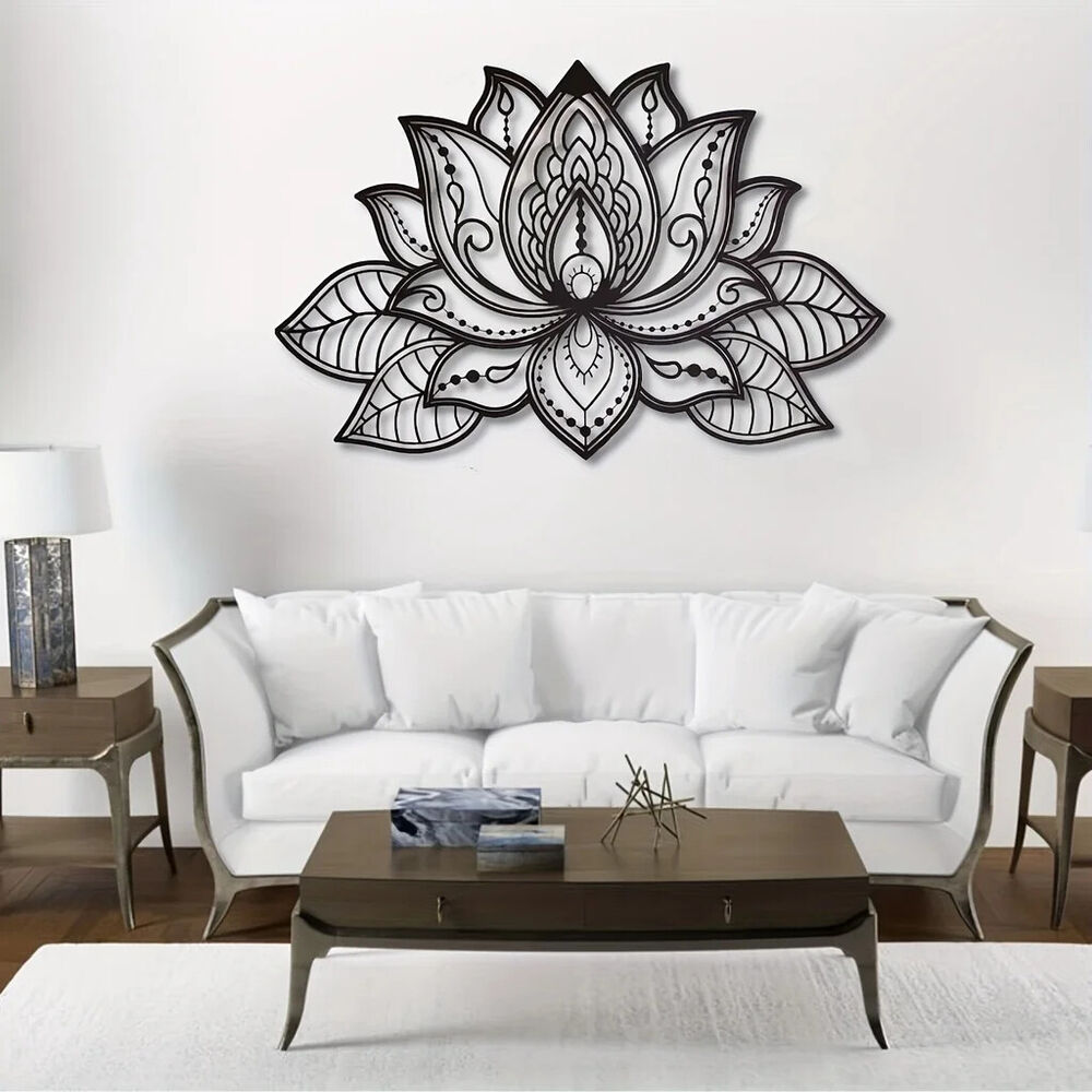 1pc Mandala Wall Art, Lotus Flower Mandala Metal Wall Art, Spiritual Deco