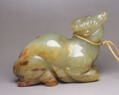 Chinese Antique Hetian Jade Carving Sculpture Cattle Statue Figurine Collection