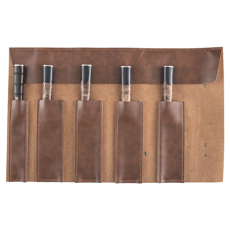 Cowhide Leather Pocket Knives Roll Carry Storage Case Chef Knife Organiser Bag