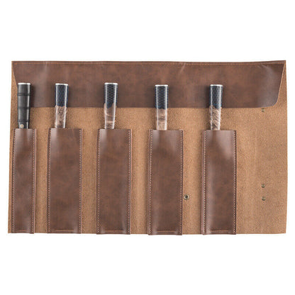 Cowhide Leather Pocket Knives Roll Carry Storage Case Chef Knife Organiser Bag