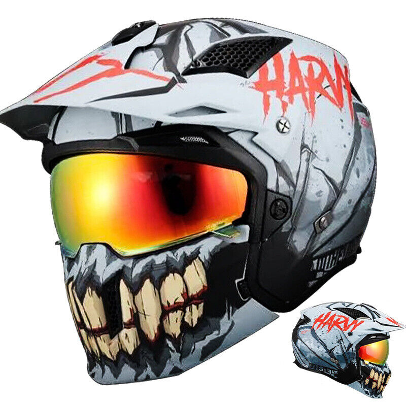 Motorcycle Modular Open Face Full Face Helmet Retro Street Bikes Full Helmet DOT