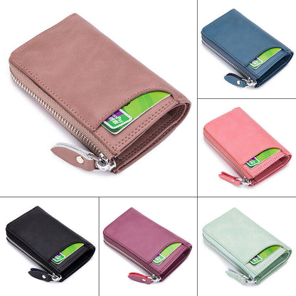 Car Key Pack Zipper Vertical Key Bag Real Cowhide Womens Small Wallet Keychain