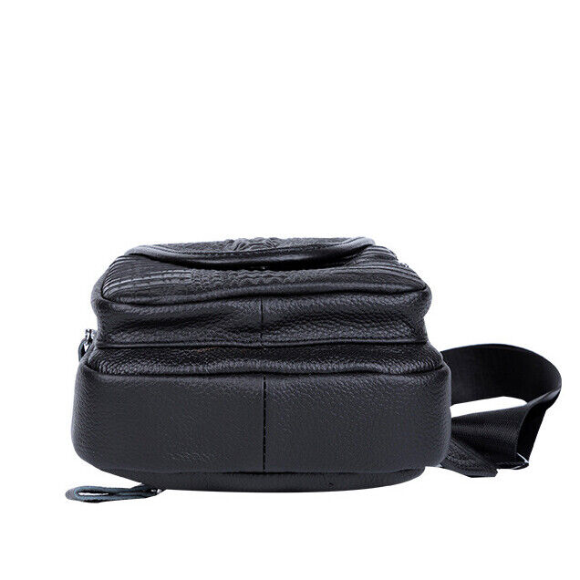 Men's Sling Backpack, 100% Genuine Leather Crocodile Crossbody Chest Bag Daypack