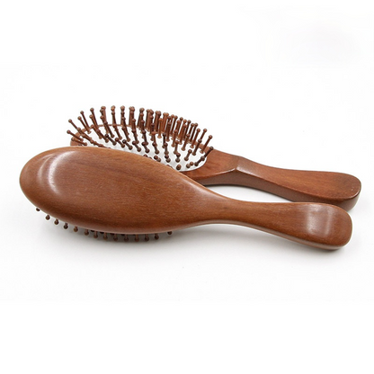Natural Red Sandalwood Handle Massage Hairbrush Red Sandalwood Pin Brush Comb