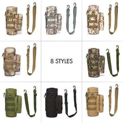 Tactical Molle Water Bottle Pouch Kettle Climbing Waist Shoulder Bag Outdoor