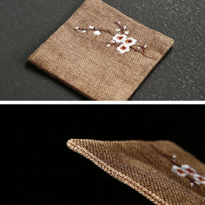Embroidered Plum Blossom Cotton Tea Coasters|Tea Accessories