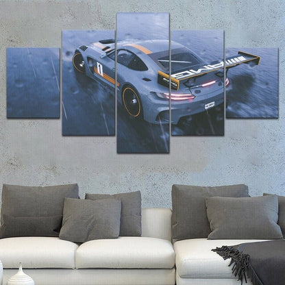 Sports Drift Car 5 Panel Canvas Print Wall Art Poster Home Decoration