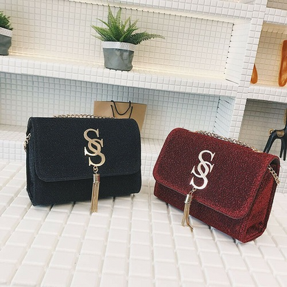 Sequin Flap Crossbody Bag Tassel Chain Ladies Party Handbag Purse Messenger Bags