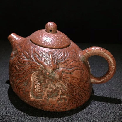 Vintage Chinese Yixing Purple Clay Teapot Zisha Ceramic Dragon Teaware Collector