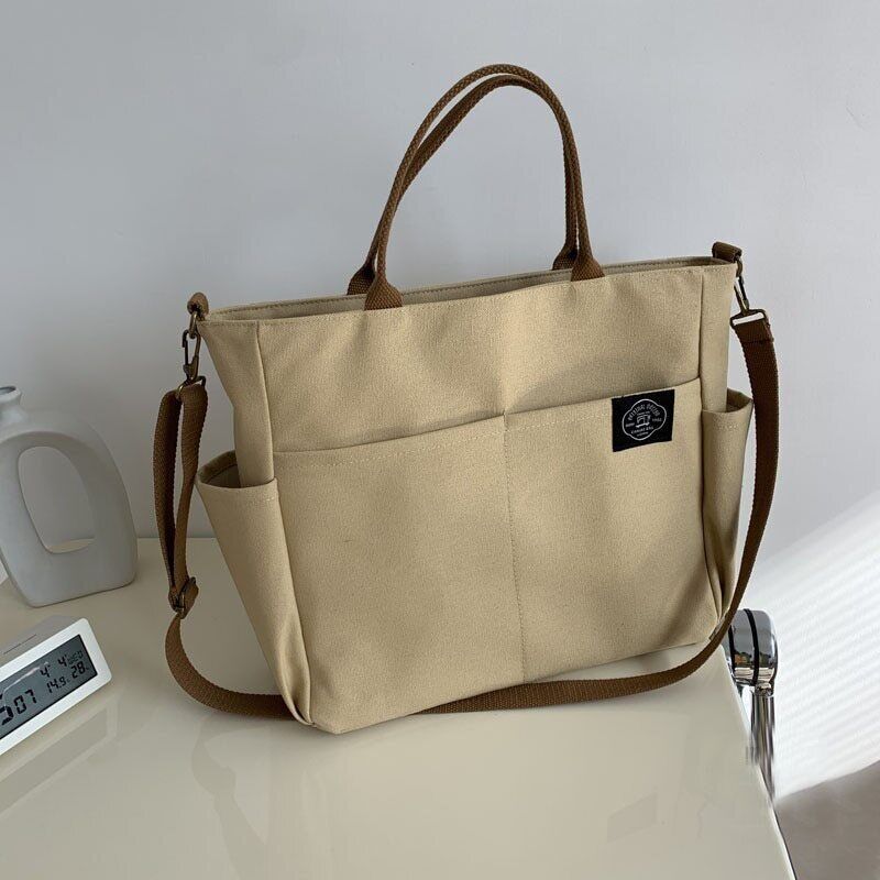 Women's Bags Cotton Canvas Shoulder Bag Crossbody Handbag Zipper Tote Pocket