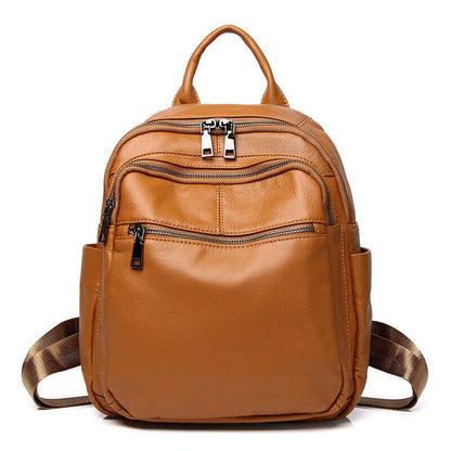 New Soft Leather Backpack, Women's Top Cow Leather Travel Rucksack School Bags