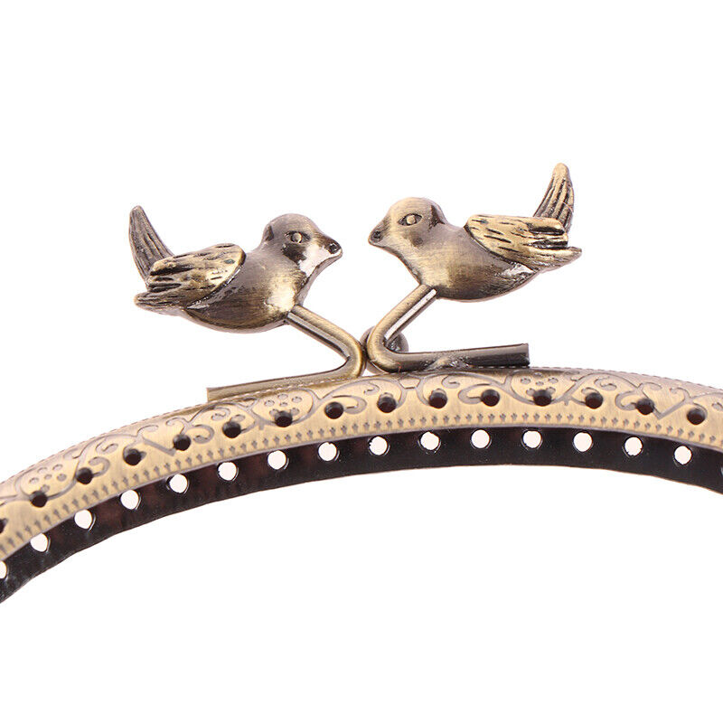 1Pc 12.5cm Bird Head Embossed Antique Bronze Metal Purse Frame Bag Kiss Clasp
