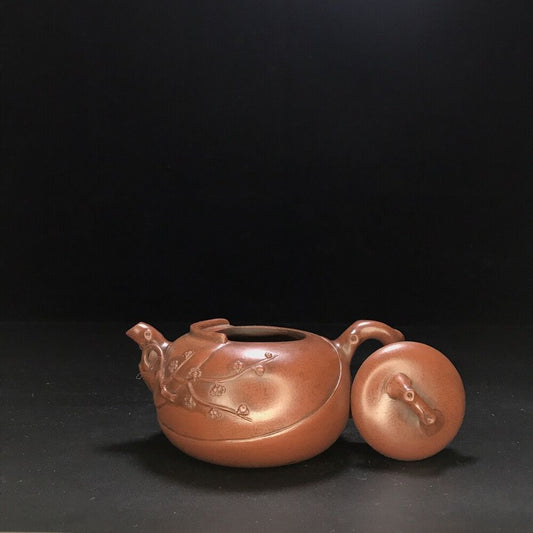 vintage chinese yixing purple clay teapot zisha ceremony carving Collectible art