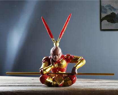 creative monkey king statue porcelain tea pet home table decoration with bar new