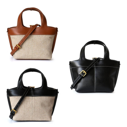 Small Mini Leather Canvas Tote Purse Shoulder Bag Tote Clutch Crossbody Handbag