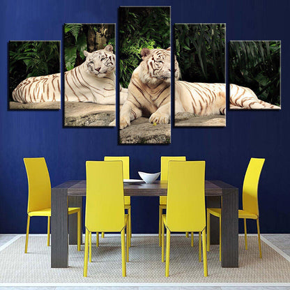 Tiger Couple Wildlife Animals Canvas Prints Painting Wall Art Home Decor 5PCS