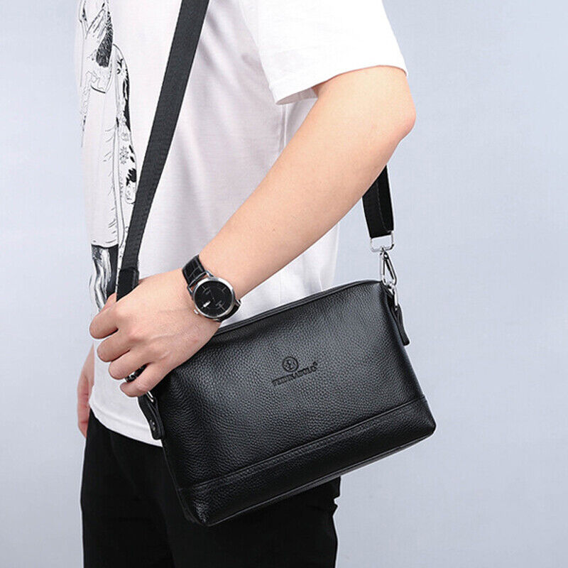 100% Genuine Leather Business Men's Clutch Wallet Shoulder Bags Large Capacity