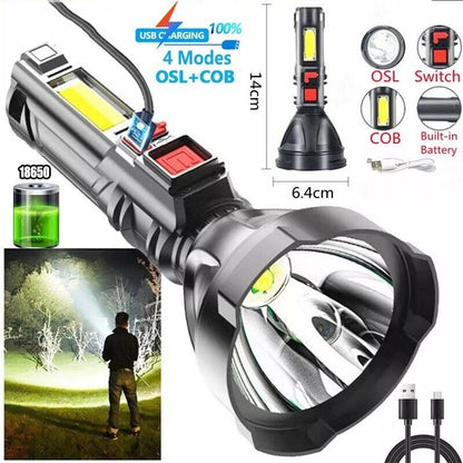 Rechargeable Flashlight LED USB Lamp Powerful Lighting Waterproofing 4 MODES US