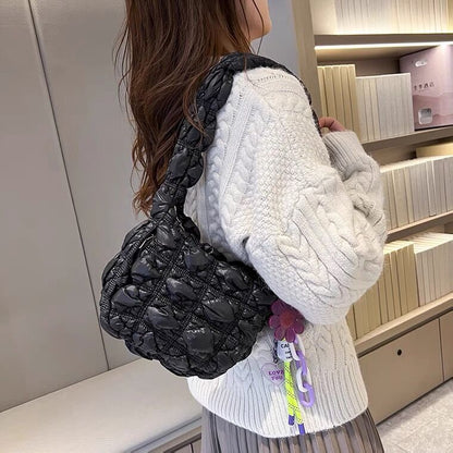 Nylon Women Shoulder Bags Lady Handbags Pleated Underarm Bag Small