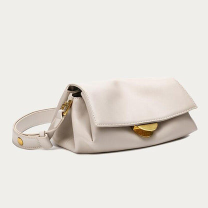 Leather Shoulder Bag Handbag Beige Flap Multi Pockets Crossbody Bags 24*11*13 CM