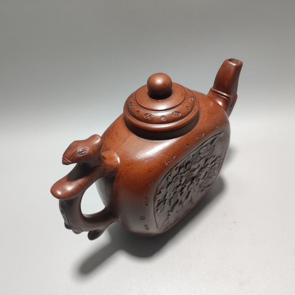 Vintage Chinese Yixing Purple Clay Teapot Zisha Ceramic Carving Nice Tea Set Art