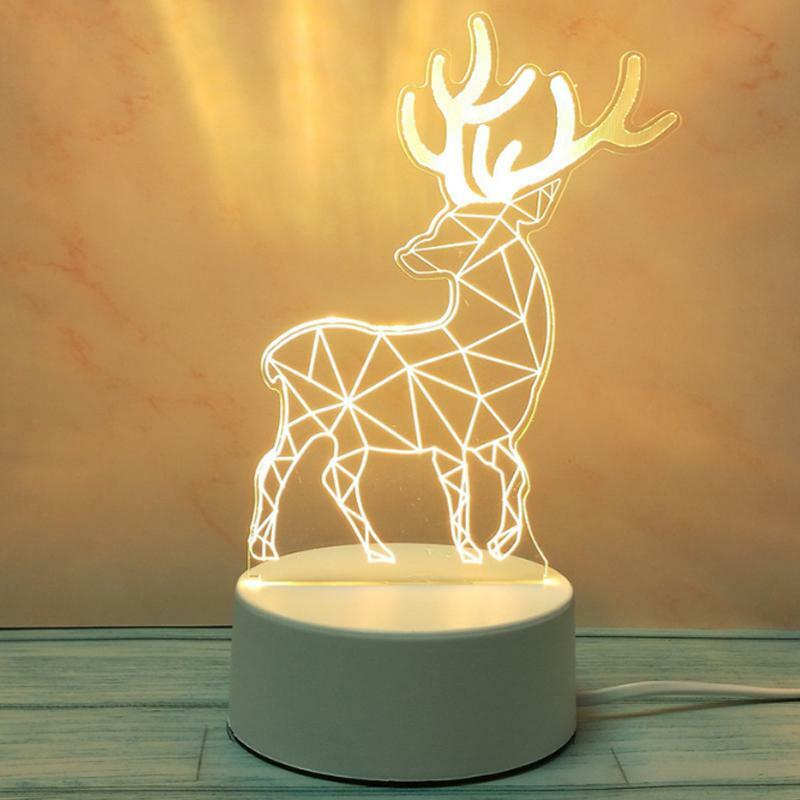 3D LED Night Light USB Chrome Small Table Lamp Hearts Novel Illusion Lamp Girl