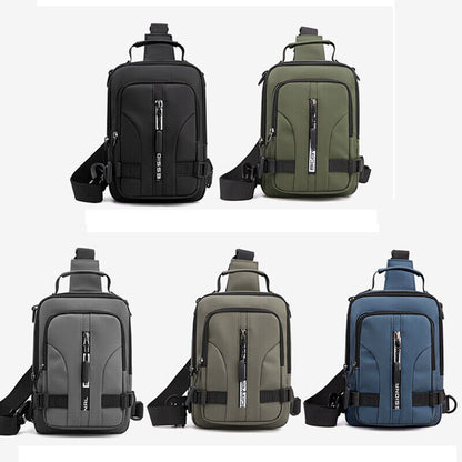 Men's Small Sling Chest Bag Backpack Anti-theft Crossbody Shoulder Bag wUSB Port
