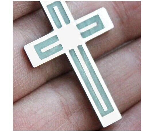 Men Women Glowing Cross Necklace Stainless Steel Glow In The Dark Cross Pendant
