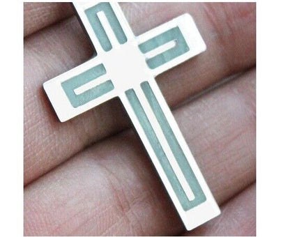 Men Women Glowing Cross Necklace Stainless Steel Glow In The Dark Cross Pendant