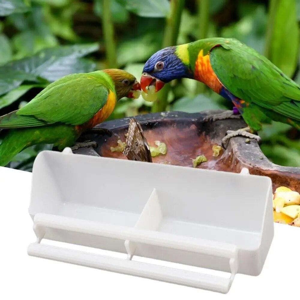 2 Cup Twin Bird Seeds Hanging Dispenser Budgie Canary Feeder Perch Water Double