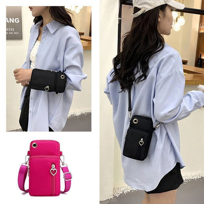Phone Pouch Light Large Soft Waterproof Nylon Black Crossbody Purse Shoulder Bag