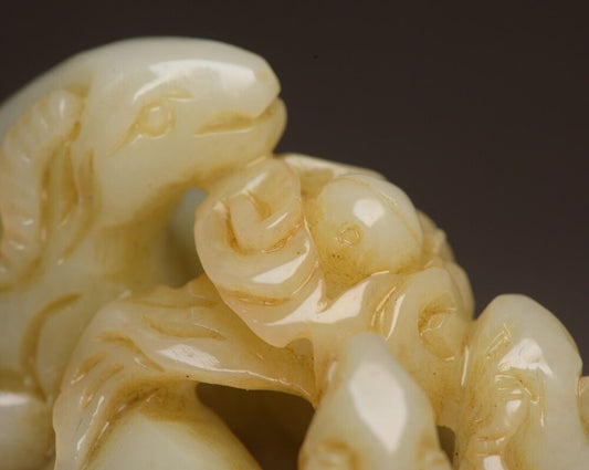 Chinese Old Natural Hetian Jade Carved Sheep Statue Collection Sculpture Artwork
